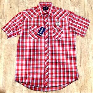 NWT -Wrangler- Mens Snap Front Short Sleeve Western Shirt